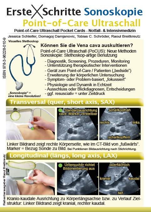 Erste Schritte Sonoskopie - Point-of-Care Ultraschall - Pocket Card, 8-seitig, 7. Auflage (2023)