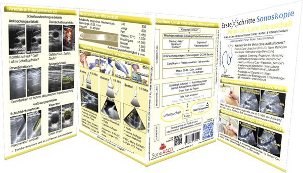 First Steps Sonoscopy "Point-of-Care Ultrasound" (English) - pocket card, 8-pages, letter fold